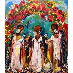 Shazly Khan, Cherishing Childhood Memories, 36 x 30 Inch, Acrylic on Canvas, Figurative Paintings, AC-SZK-123 Shazly Khan, Cherishing Childhood Memories, 36 x 30 Inch, Acrylic on Canvas, Figurative Paintings, AC-SZK-123